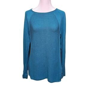 LL Bean Teal Ribbed Knit Long Sleeve Light Sweater Women’s Size Medium